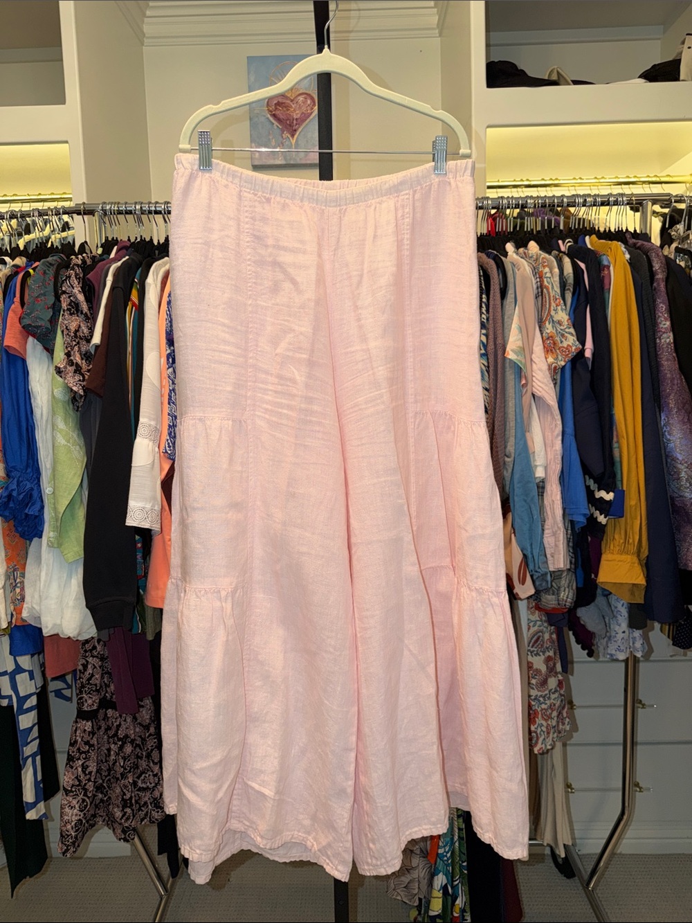 100% linen pink super wide leg palazzo pants Match point USA size medium
